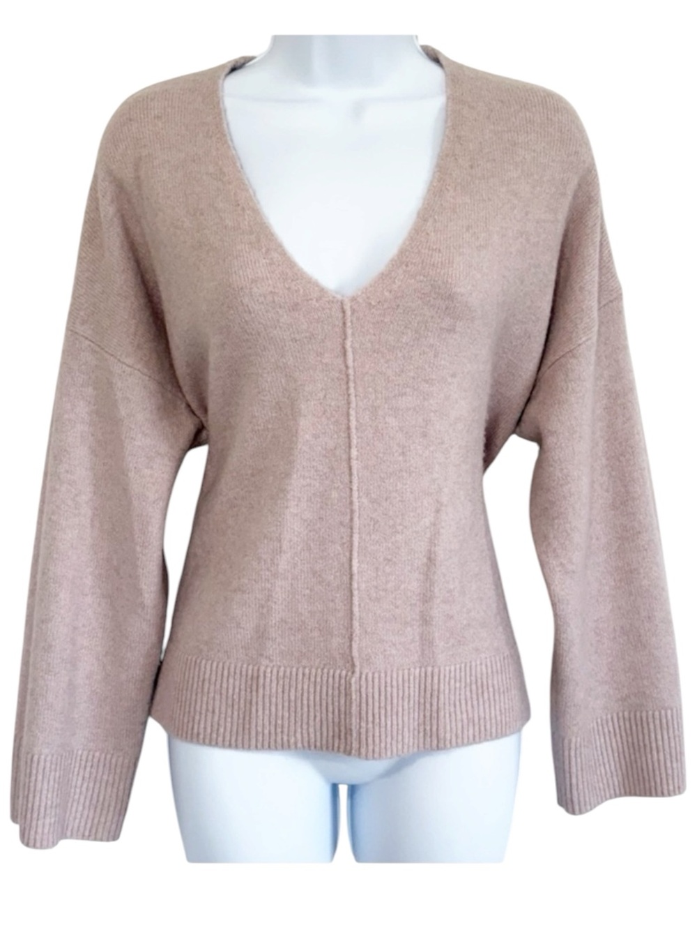 MADEWELL Wool Blend V Neck Sweater Pink Relaxed Oversized Women’s Medium